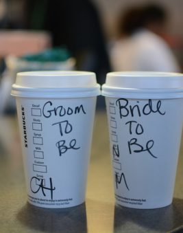 Bride to Be and Groom to Be Starbucks. Howerton+Wooten Events.
